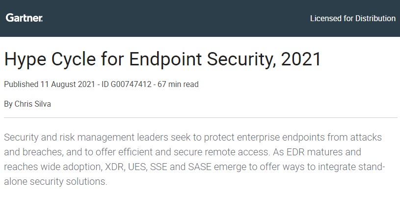 Gartner Hype Cycle for Endpoint Security, 2021