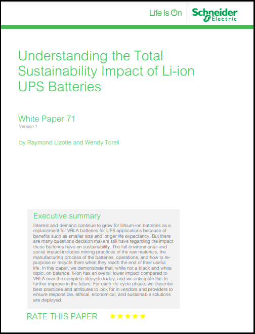 Understanding the Total Sustainability Impact of Li-ion UPS Batteries – JP