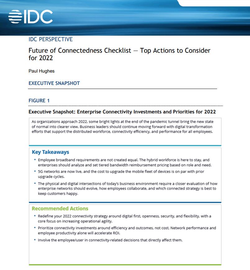 IDC Perspectives: The Future of Connectedness Checklist Solutions