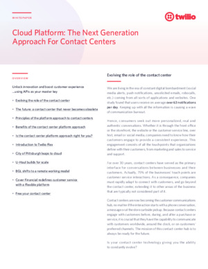 The Next Generation Approach For Contact Centers
