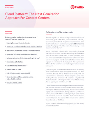 The Next Generation Approach For Contact Centers
