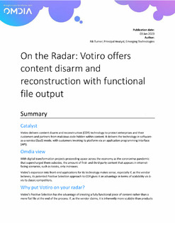 Analyst Report: On the Radar: Votiro Offers Content Disarm and Reconstruction with Functional File Output