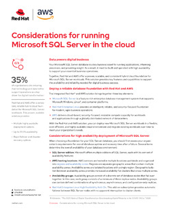 Considerations for Running Microsoft SQL Server in the Cloud