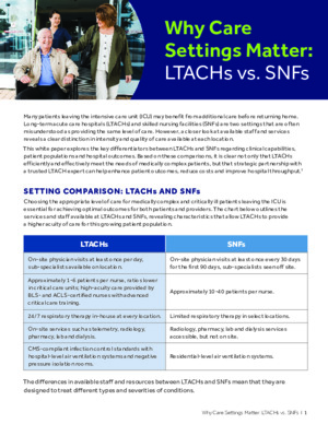 Why Care Settings Matter: LTACHs vs SNFs