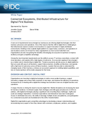 IDC – Connected Ecosystems, Distributed Infrastructure for Digital-First Business