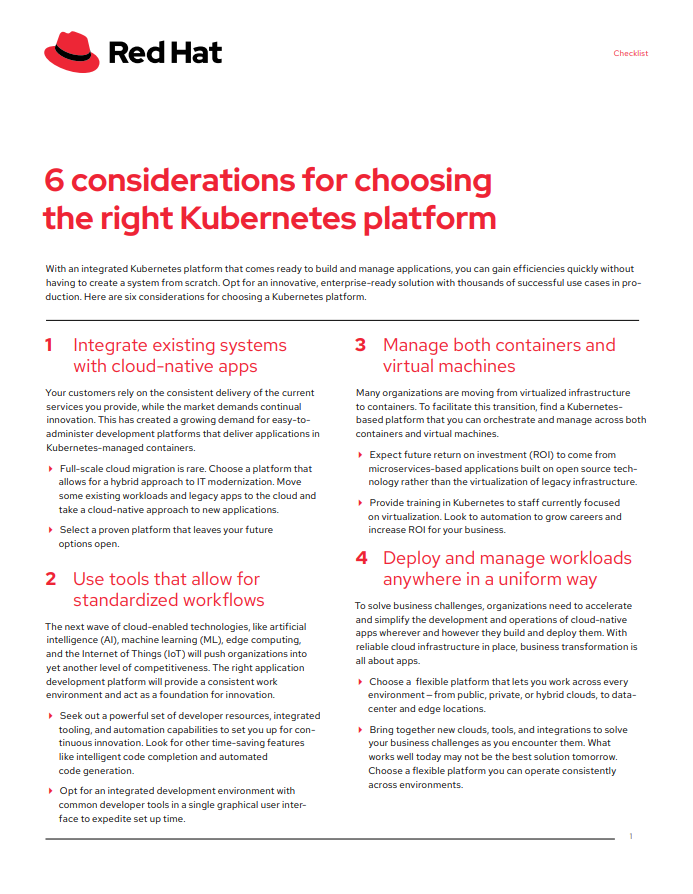 6 considerations for choosing the right Kubernetes platform