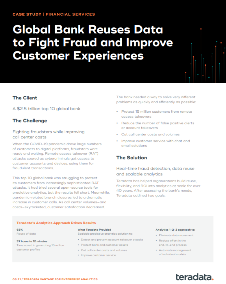 Global Bank Reuses Data to Fight Fraud and Improve Customer Experiences